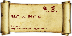 Móroc Béni névjegykártya